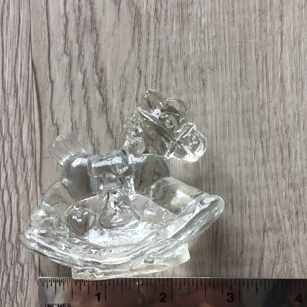 CANDLE HOLDERS Vintage 90s Rocking Horse Glass Figurine Set of 2​ pair birthday